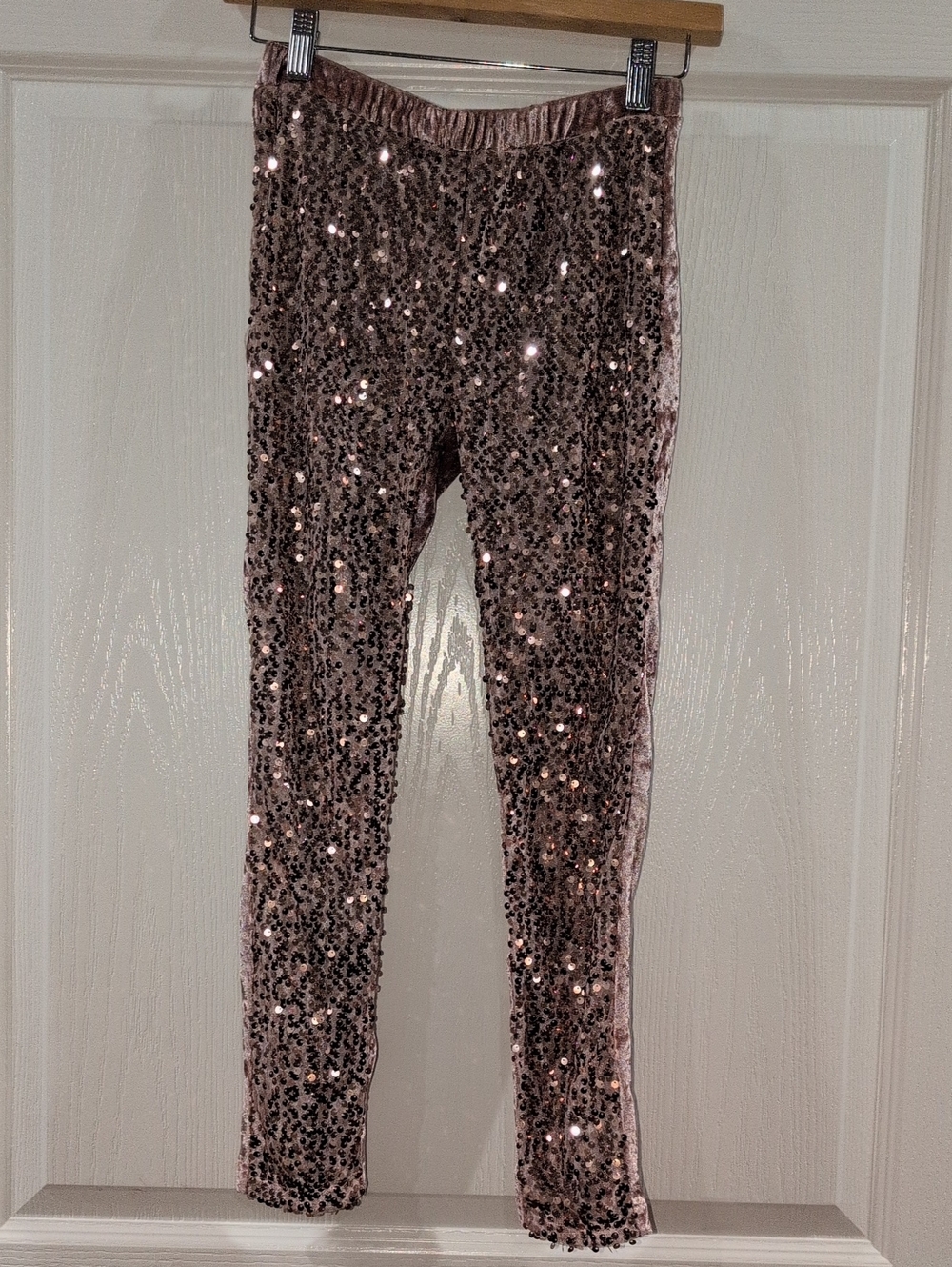 Girls Rose Gold Sequin Velvet Party Festive Mia Joy Leggings